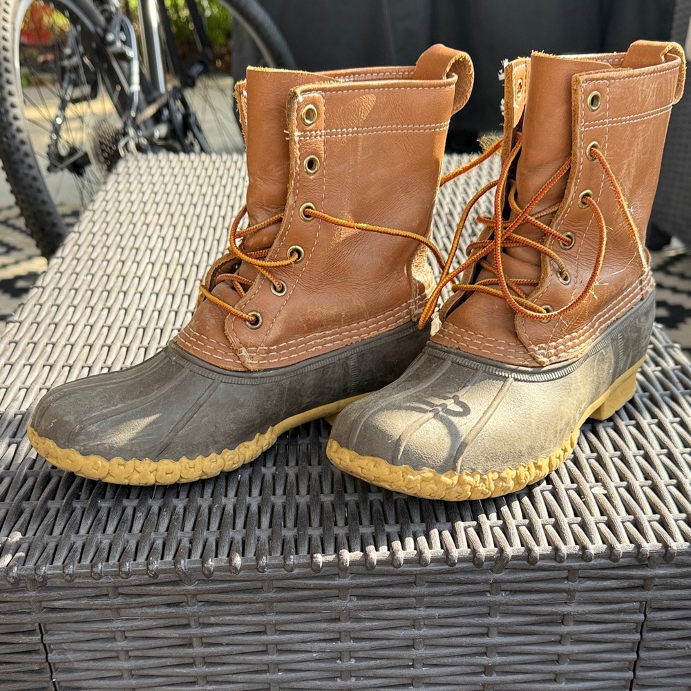 L.L. Bean Brown and Tan Kids Rain Boots